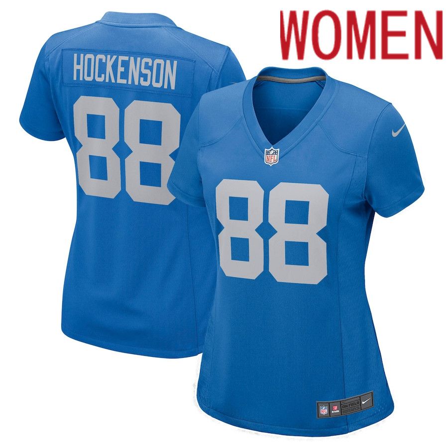 Women Detroit Lions #88 T.J. Hockenson Nike Blue Game Player NFL Jersey